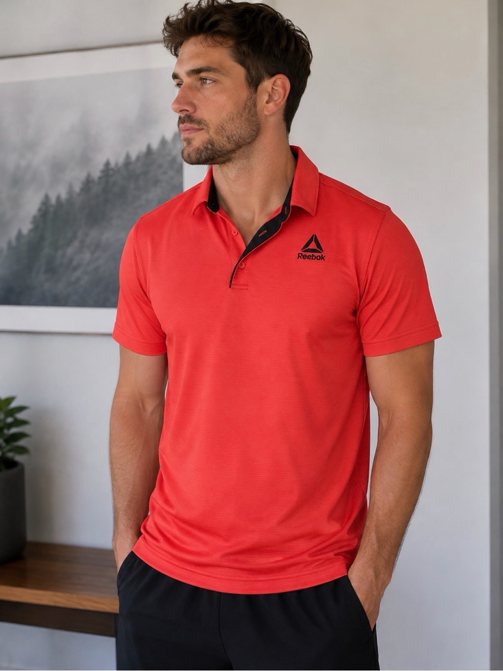 Reebok Men’s Red Polo with Black Trim